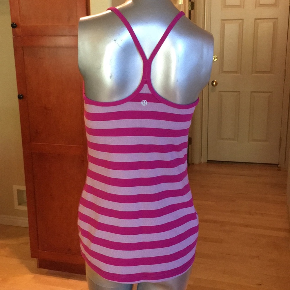 Lululemon Power Y Tank *Luon Micro Macro Stripe Raspberry / Raspberry - Picture 8 of 12